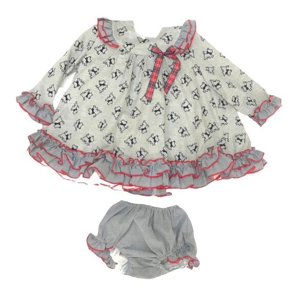 LOLITTOS | Gray & Red | DOGS PRINT TWO PIECES DRESS SET - Picture 2 of 16